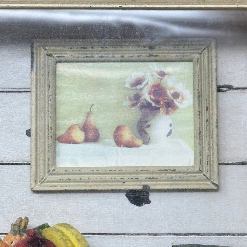 3D Shadow Box With Faux Flowers & Fruit Display 9 x 11 Rustic Farmhouse Vtg - Picture 5 of 10
